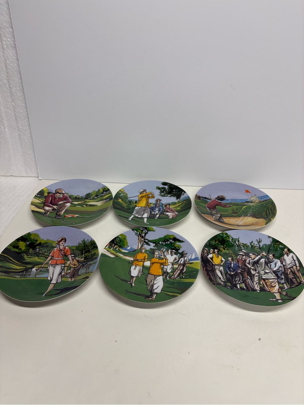 Vintage Philippe Deshoulieres Limoges Porcelain Golf Theme Plates Set 6